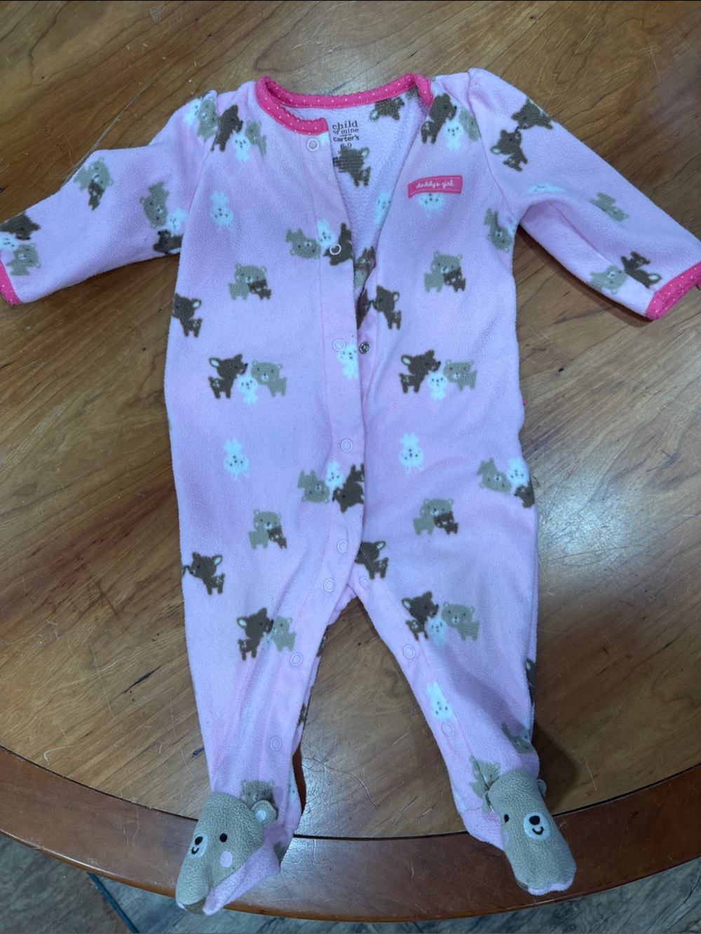 Carter's Pink Puppy Print Footed Pajamas with Bear Toes